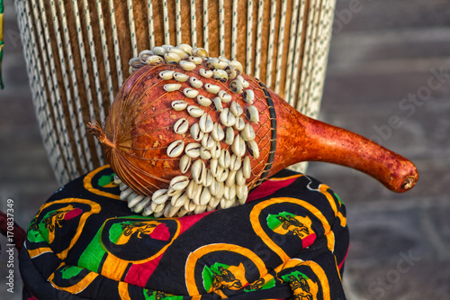 African Ghana Shekere drum axatse or djabara photo