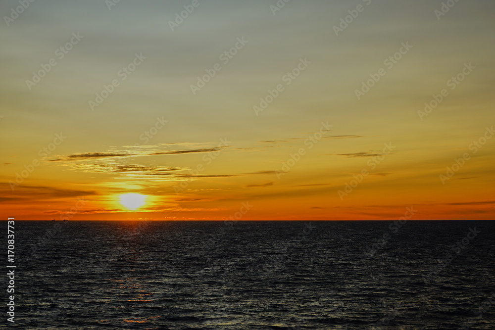 Beautiful sunset at the baltic sea view from ship Beautiful sunset at the baltic sea view from ship