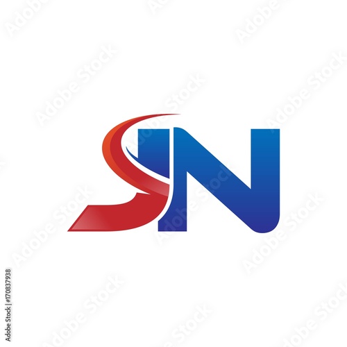 Free Download modern vector initial letters logo swoosh jn red blue - GFXLoad