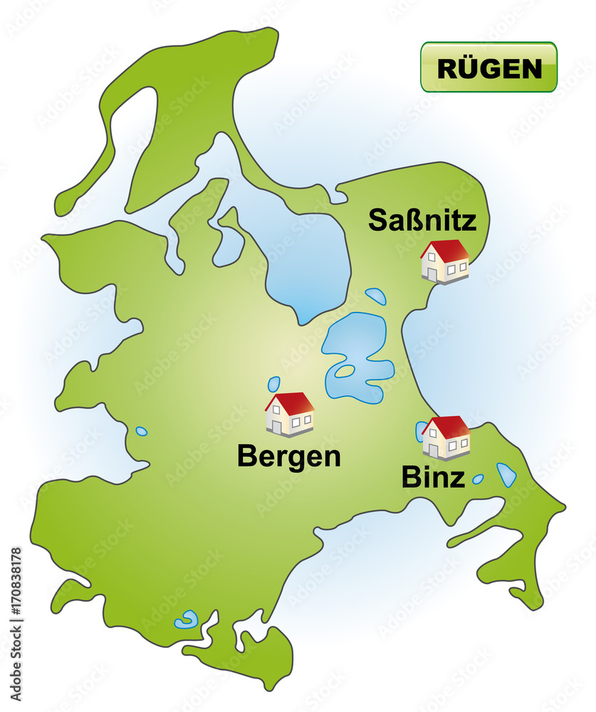 Übersichtskarte von Rügen Stock-Vektorgrafik | Adobe Stock