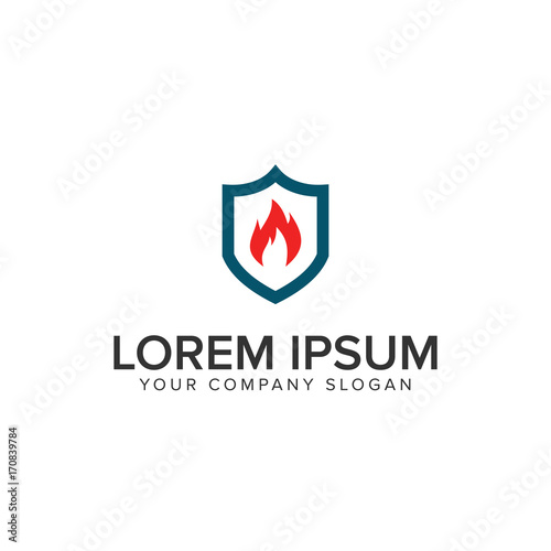 Free Download shield fire logo design concept template - GFXLoad