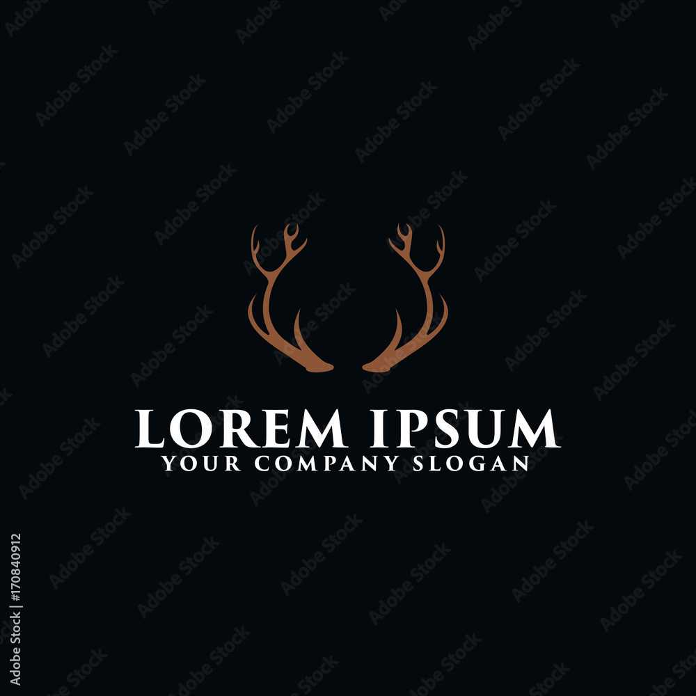 Obraz premium deer antlers logo design concept template