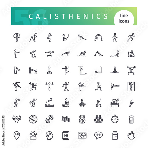 Calisthenics Line Icons Set