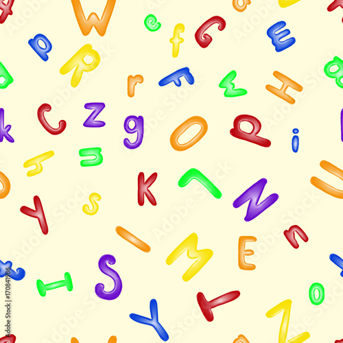 Funny plastic letter. Alphabet seamless pattern .