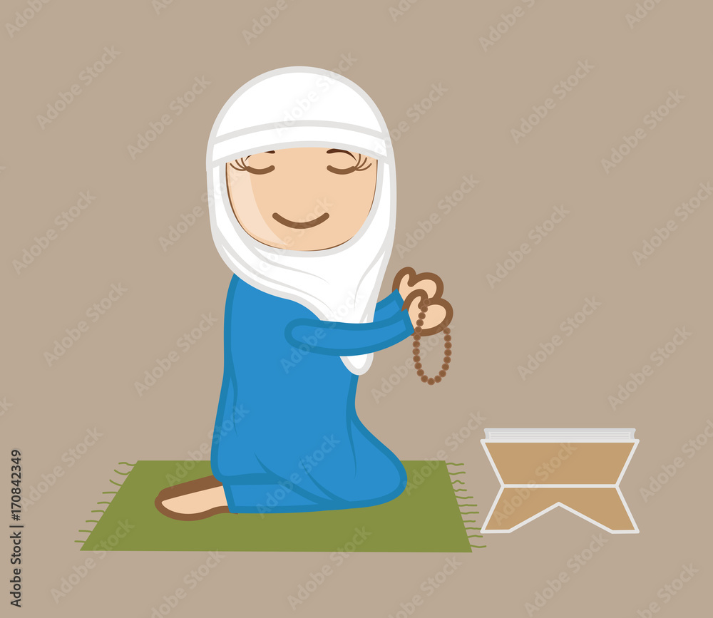 Woman Praying Roza Cartoon Vector