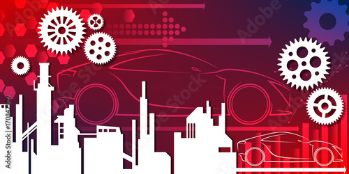 Usine Automobile Bleu Rouge