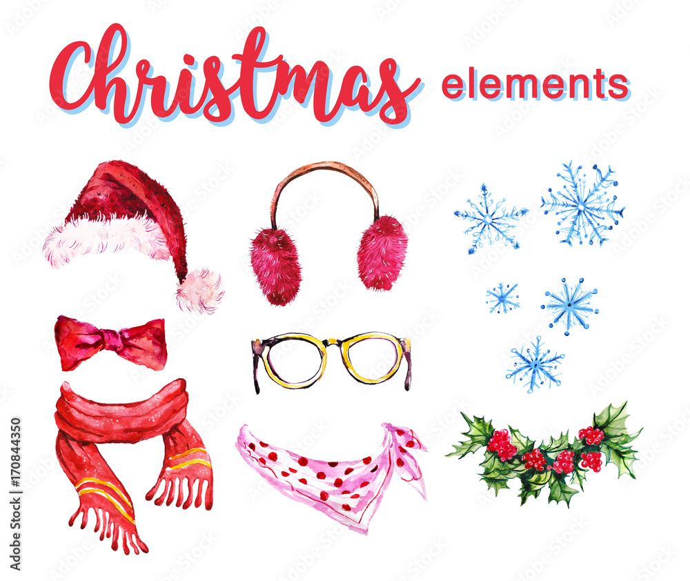 santa hat, furry headphones, holly 