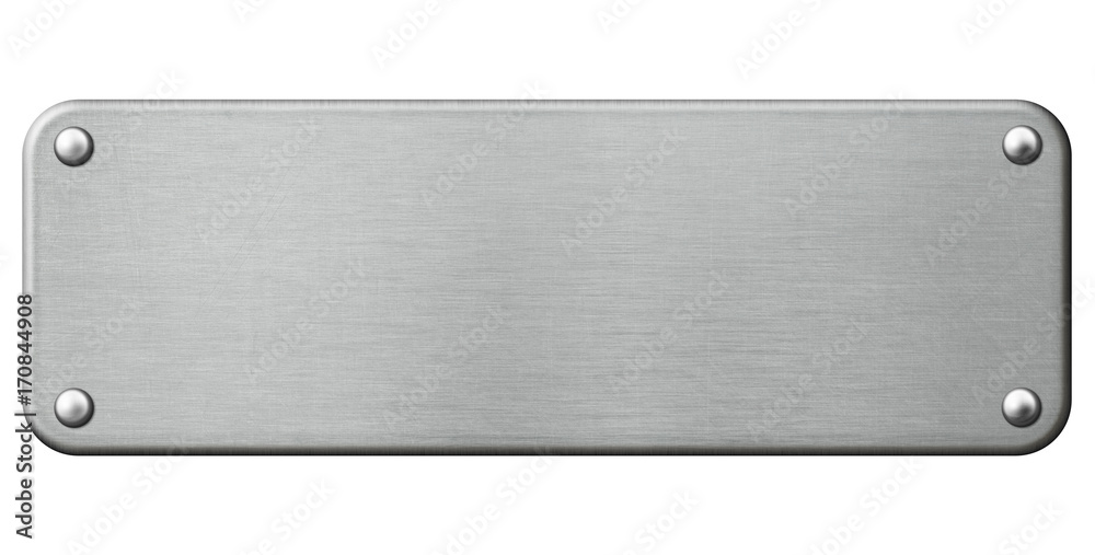narrow metal plate with rivets isolated 3d illustration narrow metal plate with rivets isolated 3d illustration