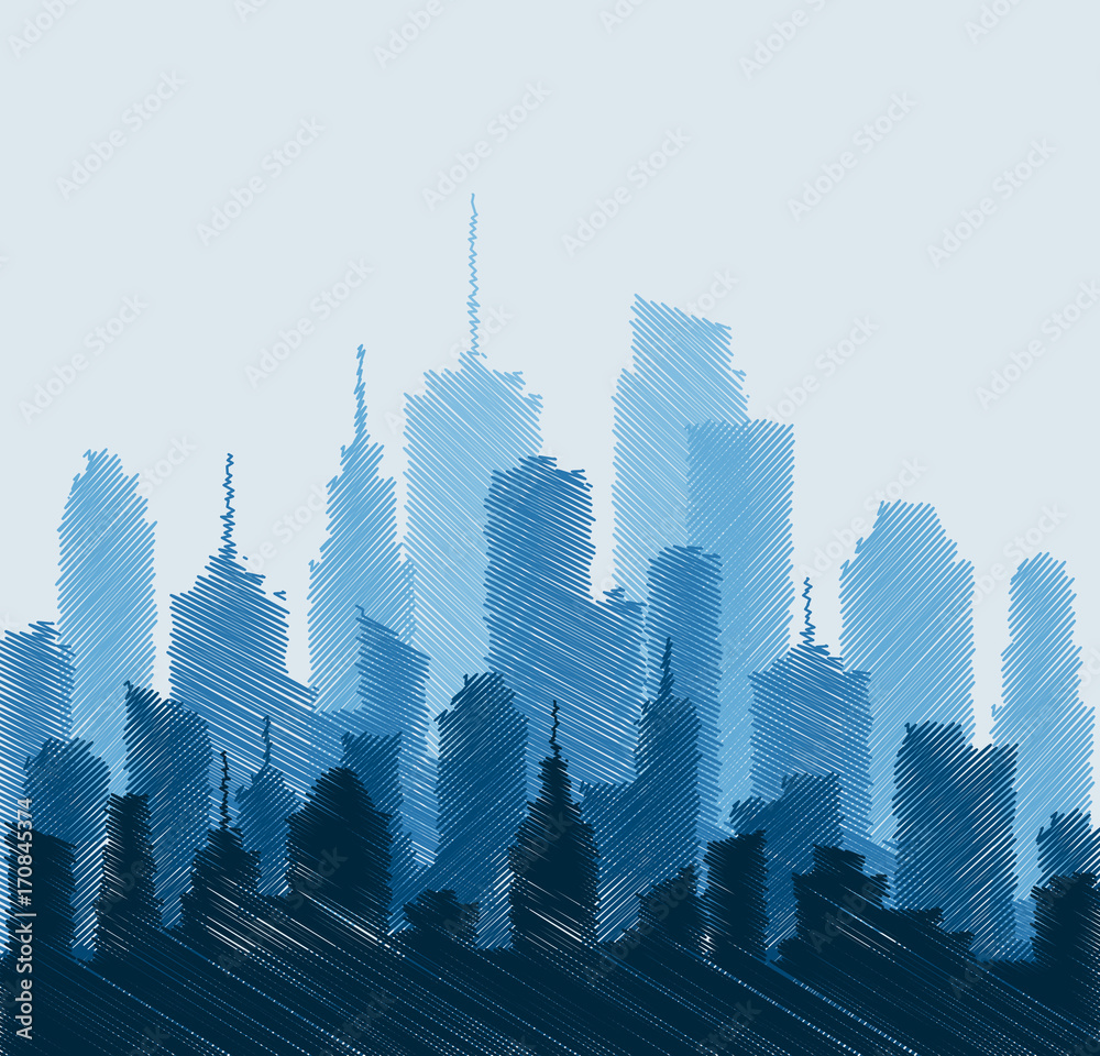 Fototapeta premium scribble city