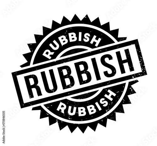 Rubbish rubber stamp. Grunge design with dust scratches. Effects can be easily removed for a clean, crisp look. Color is easily changed.