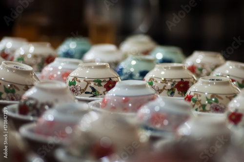 empty cups for a tea ceremony