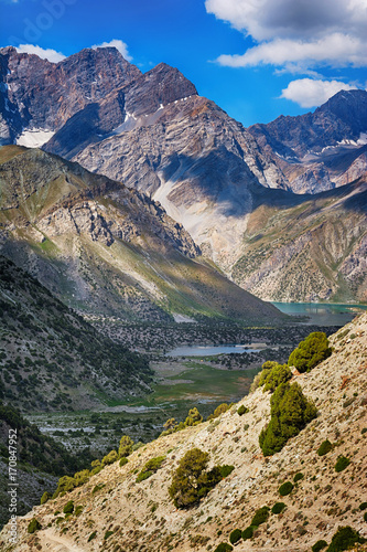 Fototapeta Naklejka Na Ścianę i Meble -  Landscape of beautiful rocky Fan mountains in Tajikistan