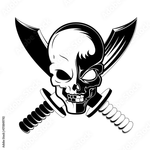 Skull on Sign Danger. Black Vintage Vector Illustration. for Poster and  Tattoo Biker Club Stock Vector - Illustration of human, danger: 147812454
