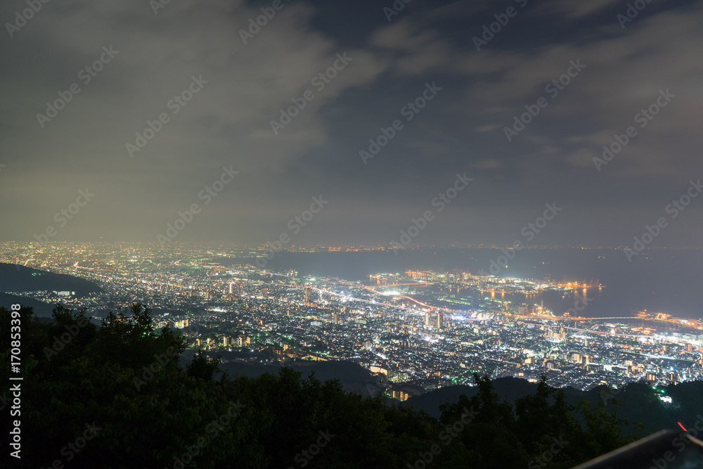 摩耶山掬星台から見る神戸市街の風景