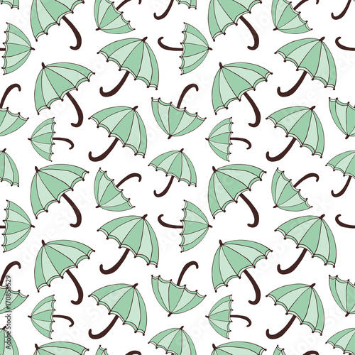 Pattern with umbrellas. Seasonal seamless background. Vector illustration.