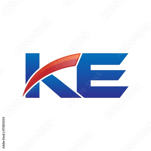 modern vector initial letters logo swoosh ke red blue