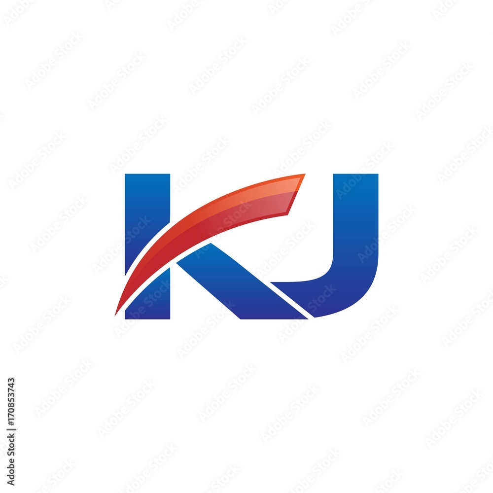 modern vector initial letters logo swoosh kj red blue modern vector initial letters logo swoosh kj red blue