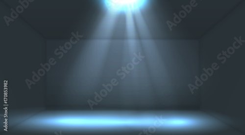 Dark blue empty studio room background with lighting