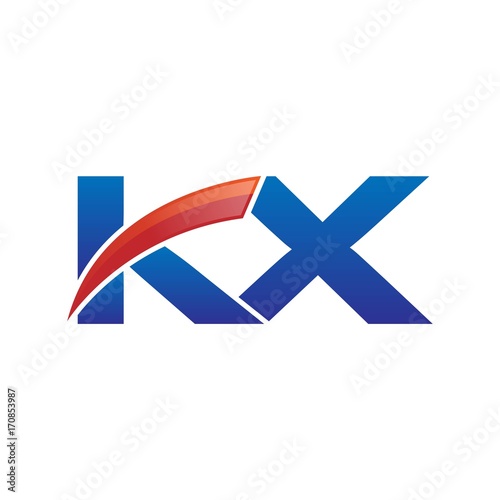 modern vector initial letters logo swoosh kx red blue