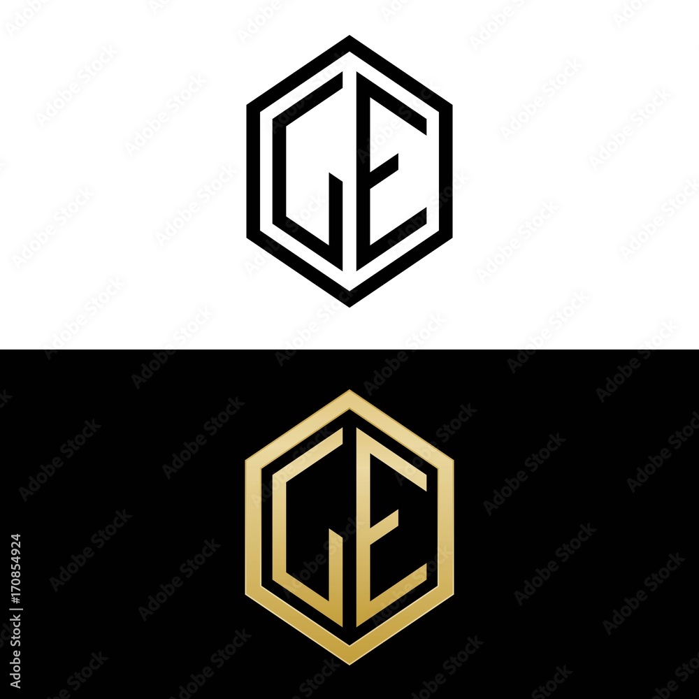 initial letters logo le black and gold monogram hexagon shape vector initial letters logo le black and gold monogram hexagon shape vector