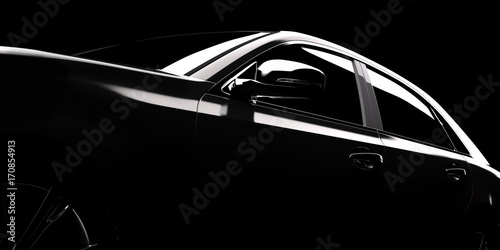 Fotografie Modern car silhouette in spotlight
