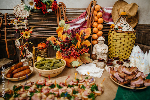 wedding reception table with snacks