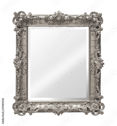 Silver wooden frame for a picture or a mirror