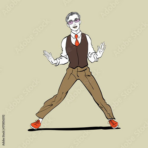 A man dancing Charleston. Pop art retro style illustration.