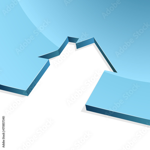 Blue house cut shape background