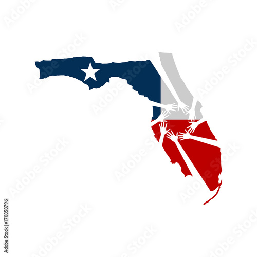 Hands Helping Florida Vector Illustration