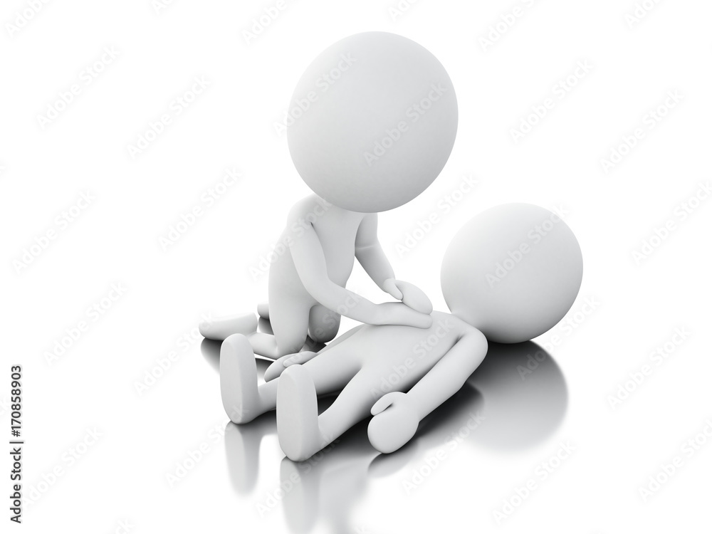 3d White people providing first aid support 3d White people providing first aid support