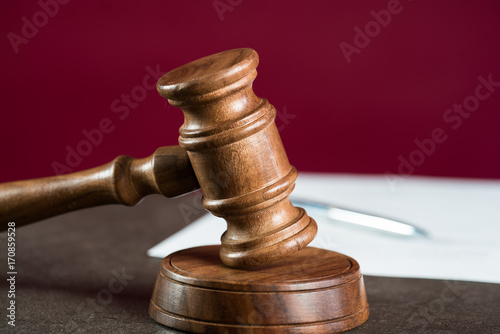 Burden of proof, legal law concept image. Purple background