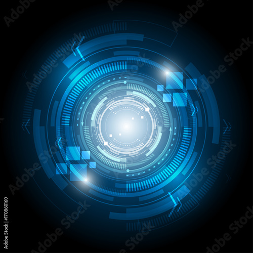 Abstract technology background Circle interface circuit communication concept