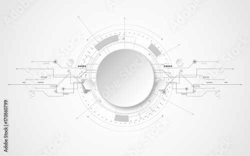 Circle grey white Abstract technological background with various