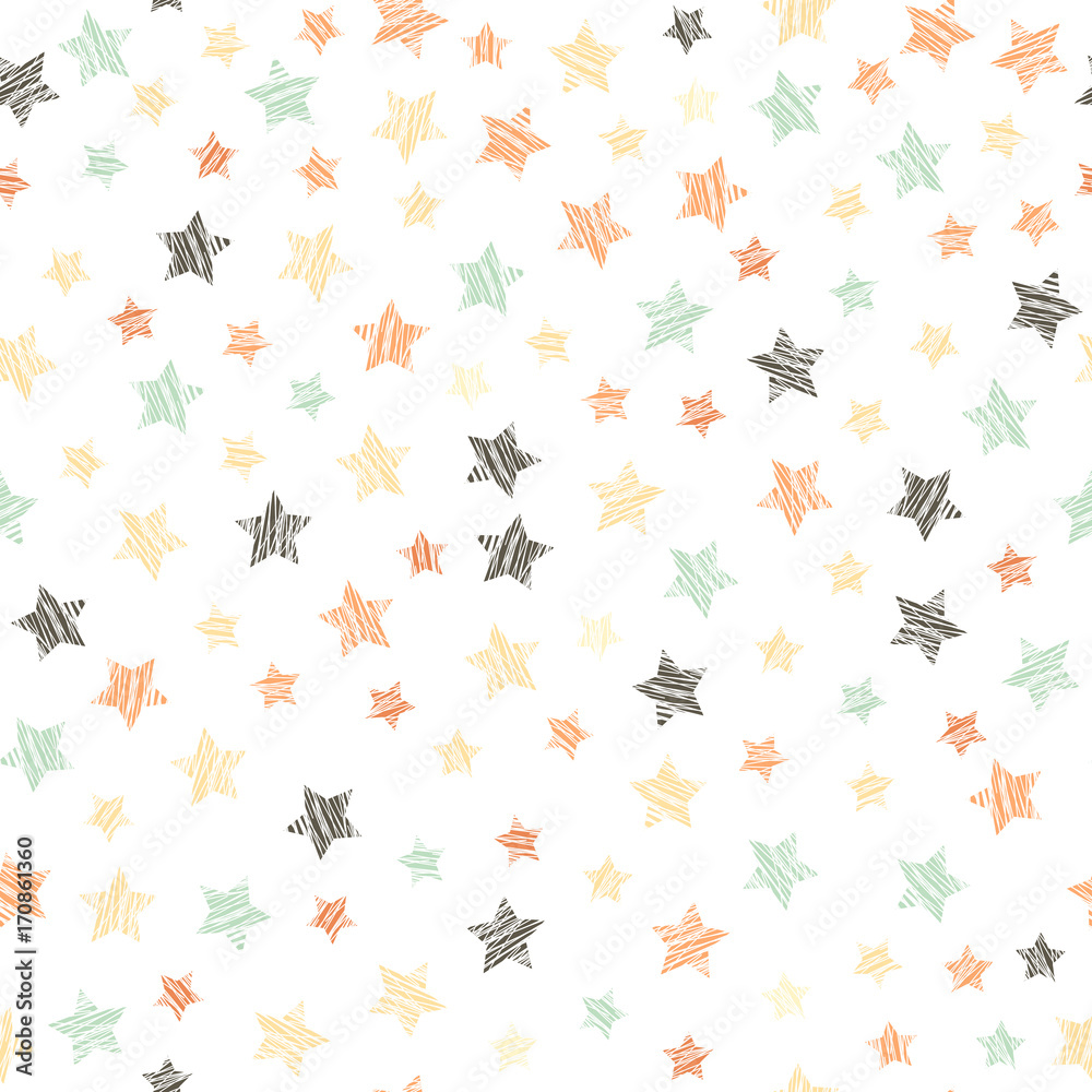 Scratched star shapes. Seamless pattern. Plain abstract texture. Pale colored grunge background. For For wallpaper, web page or printing on fabric. White background. Scratched star shapes. Seamless pattern. Plain abstract texture. Pale colored grunge background. For For wallpaper, web page or printing on fabric. White background.
