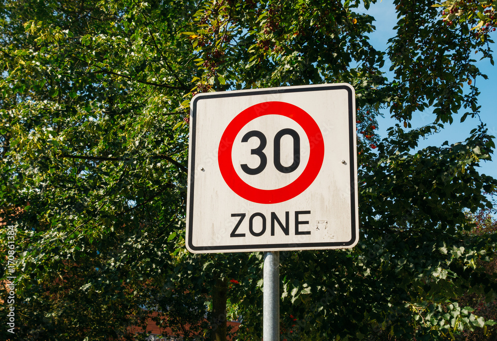 traffic limit sign with number 30