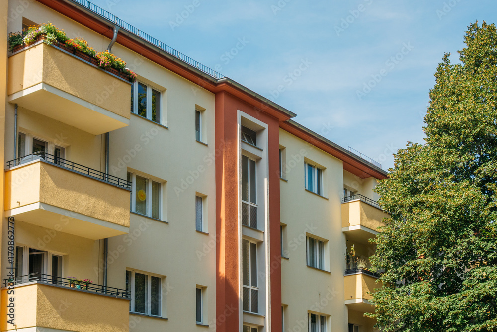 Fototapeta premium typical and colorful apartment house at berlin, west
