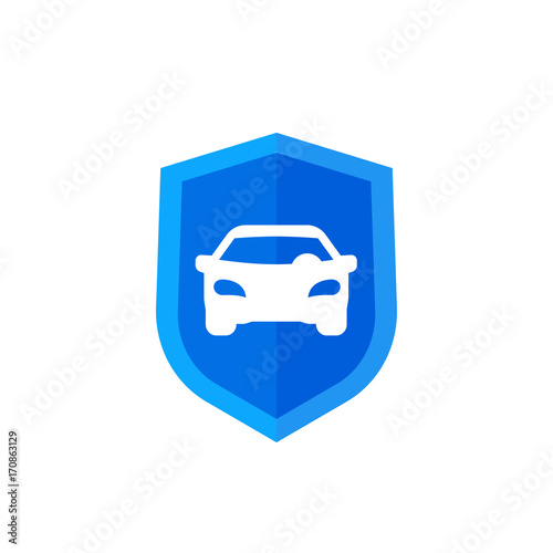 car and shield icon on white