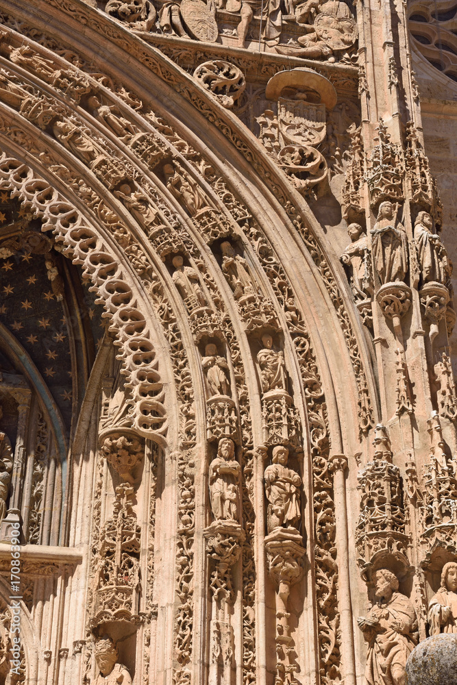 Entrance of the Gothic church of Santa Maria la Real, Aranda de Duero, Burgos province, Castilla y Leon, Spain