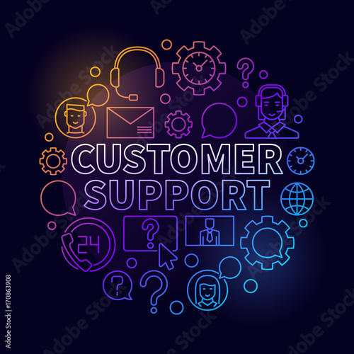 Colorful customer support round illustration. Vector customer se