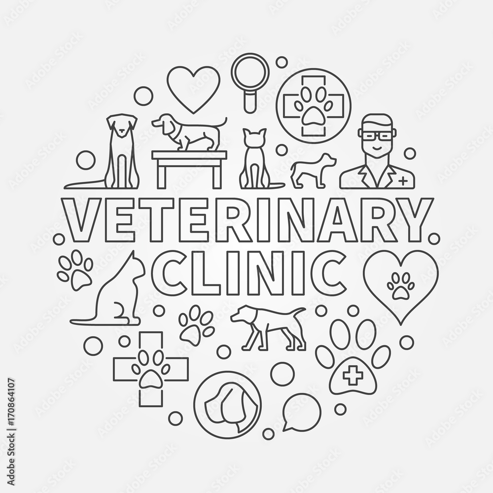 Veterinary clinic round illustration