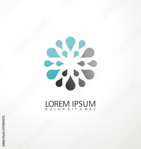 Creative logo design concept made from water drops. Symmetric symbol layout.