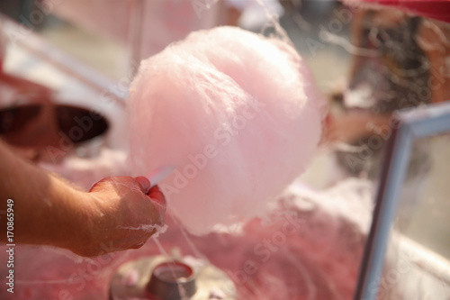 Making cotton candy at the Minnesota State Fair