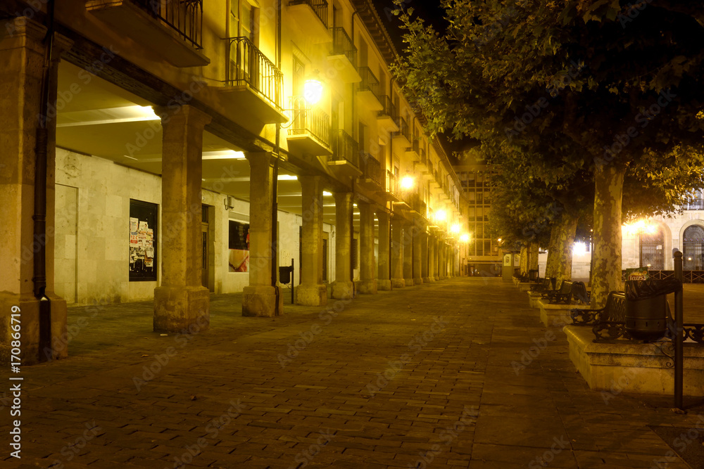 nightlife in the main square of Palencia, Castilla y Leon, Spain