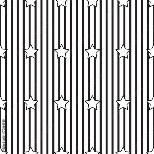 Black Stripe and Star on Wh...