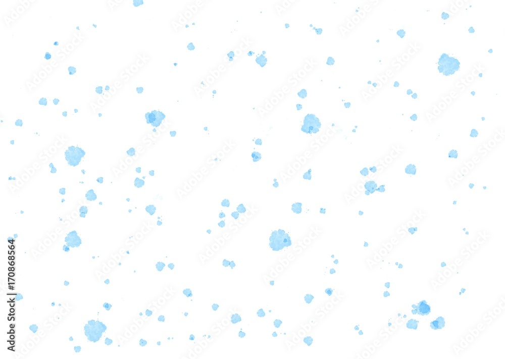 Weiße Textur mit hellen blauen Farbspritzern als fleckiges Hintergrund Muster