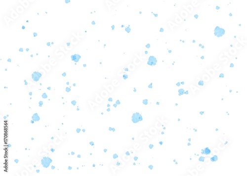 Weiße Textur mit hellen blauen Farbspritzern als fleckiges Hintergrund Muster