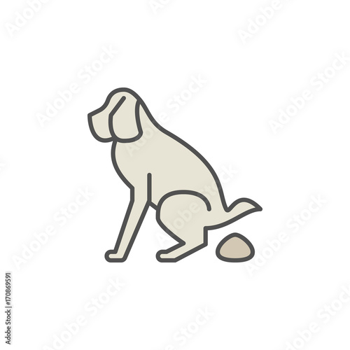 Dog pooping colorful icon