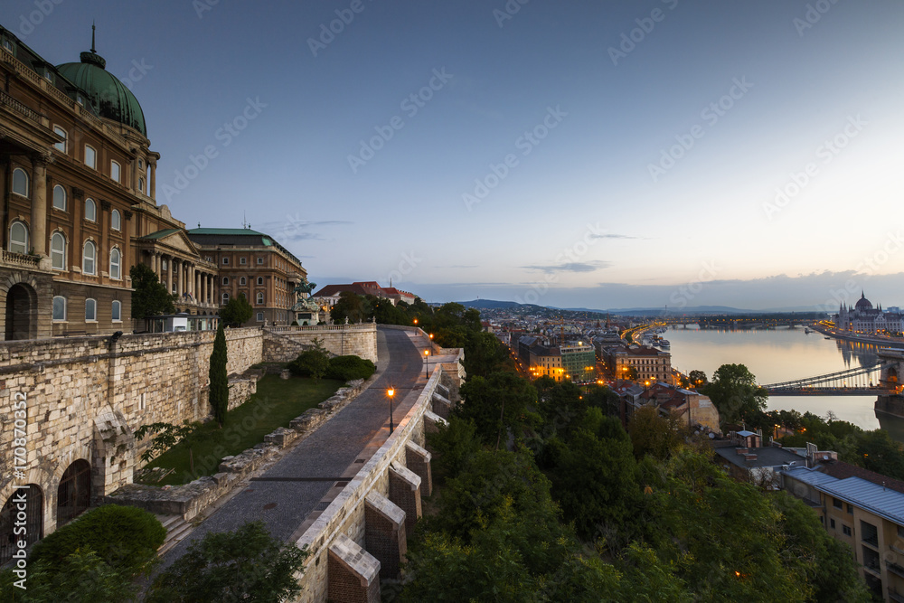 Buda castle and historic town centre of Budapest, Hungary.
