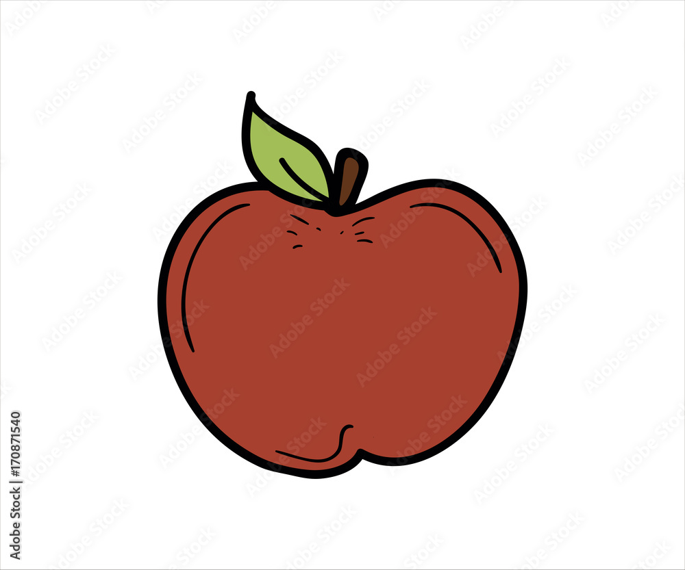 Fototapeta premium Food items - Apple. Vector doodle illustration in eps10